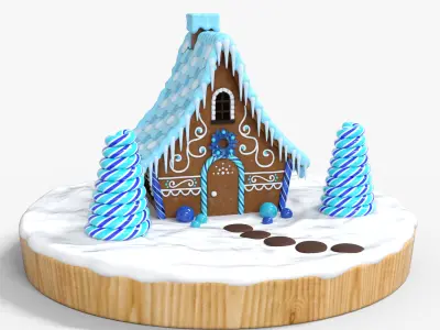 Gingerbread House Low-poly 3D model