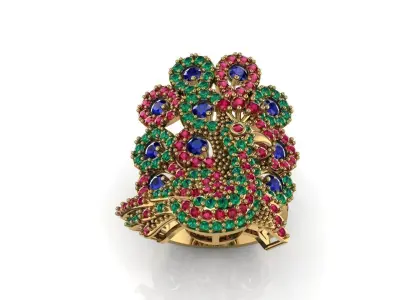 peacock ruby sapphire emerald luxury ring version 2 3D print model