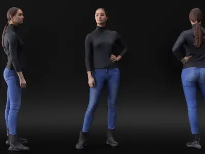 Female casual 01 Low-poly 3D model