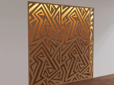 Decorative Wooden Wall Model 19 Low-poly 3D model