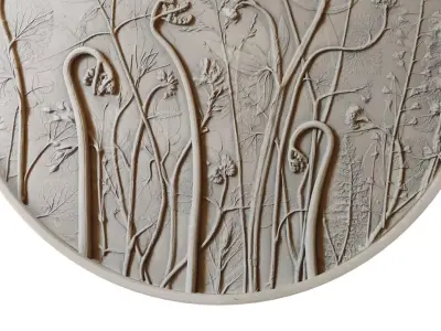 Botanical bas-relief 3D model