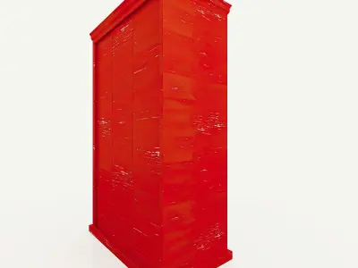 Wardrobe Mandala Red Painted Wood Free 3D model