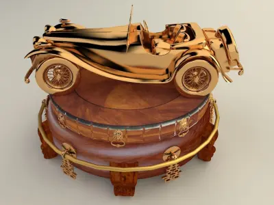 Chinese display stand with classic car 3D model