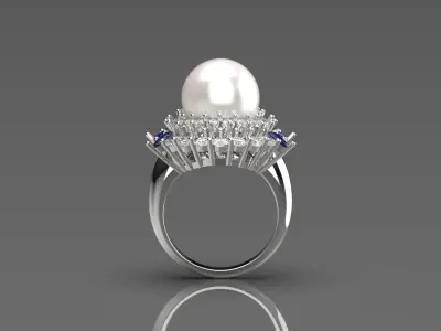 woman pearl jewelry ring pr0016 3D print model