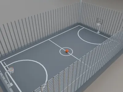 3d basketball court Low-poly 3D model