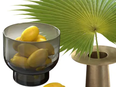 BoConcept decorative set with vase candleholders and lemons 3D model