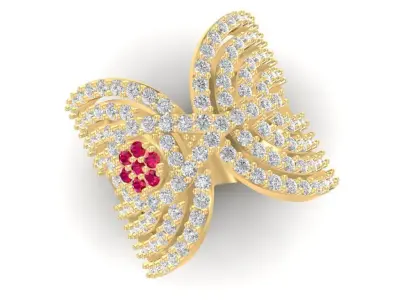 Luxury Bow Diamond Ring for Women 1251 3D print model