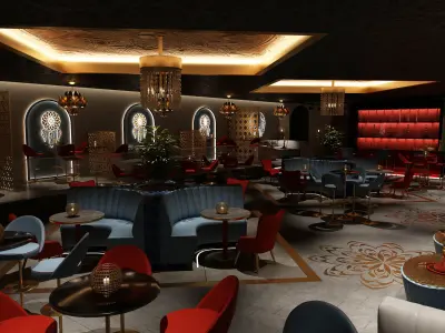 bar coffee restaurant night club interior design 3D model