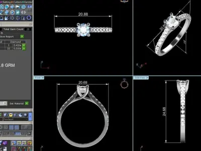 Solitaire ring model 3D print model 3