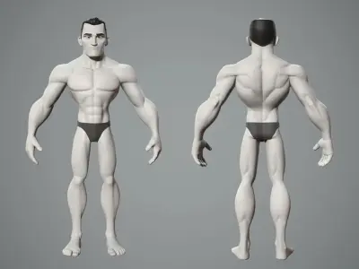 Cartoon male character base mesh 3D model
