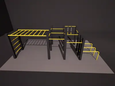 Low Poly Calisthenics Park - Optimized Game Assets 3D model