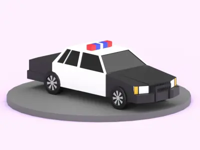 Lowpoly Car police Low-poly 3D model