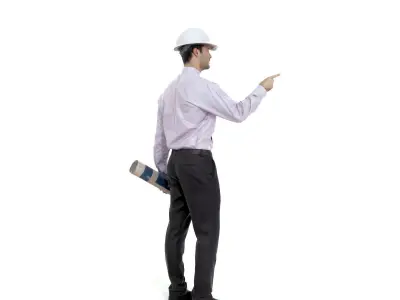 Engineer with White Helmet and Blueprints WMan0303-HD2-O02P02-S 3D model