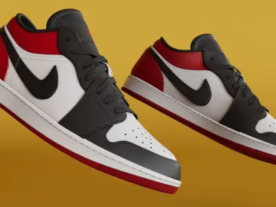Air Jordan Low BlackToe Shoes  Low-poly 3D model