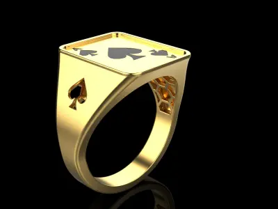 spades enamel playing card ring model 796 3D print model