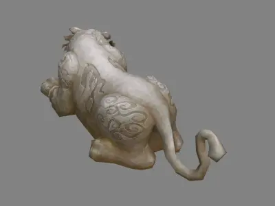 A Crouching Stone Tiger Sculpture Low-poly 3D model