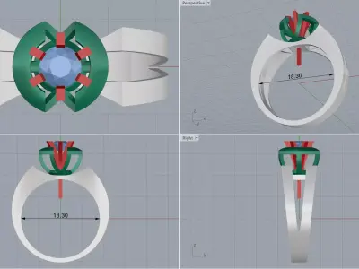 woman ring 3D print model 2