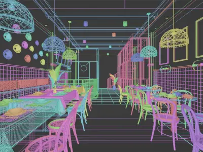 Coffeshop 3D Rendering Interior Blender - Fbx - Obj 3D model