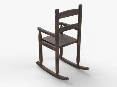Chair No 9 Rocking Chair Cane Rocker Wood Version 3D model