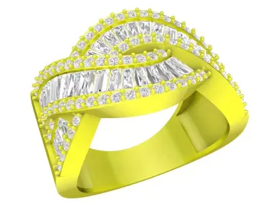 6980 Luxury Korean Diamond Baguette Women Ring 3D print model