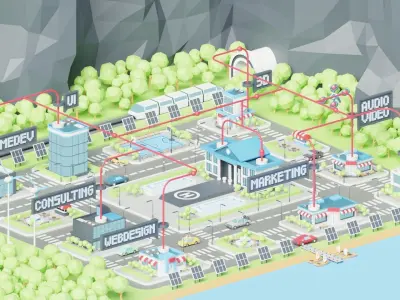 City Town Lowpoly  3D model