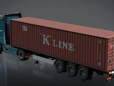 Volvo FH16 2020 Container Trailer Low-poly 3D model