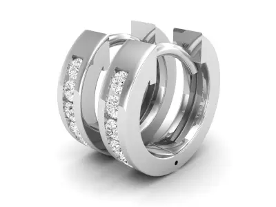 AV 688 Diamond Huggies Hoop Earrings for woman 3D print model