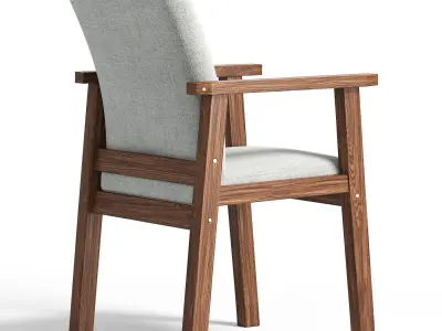 Solid Wood Dining Chair Modern Style Arm Chair for Dining Room 3D model