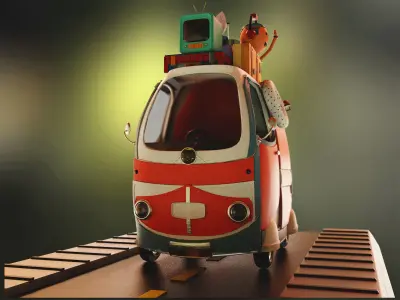 Van model toy car with toys on top 3D model