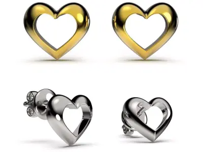 HEART Stud Earrings LOVE GIFT For Valentines Day 3D print model