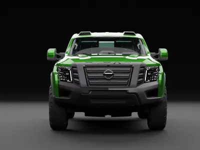 Nissan 4x4 Car Metallic Green Low-poly 3D model purchase
