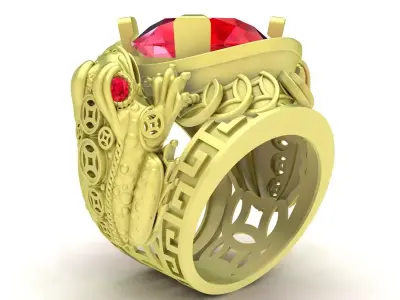 Luxury Oval Gemstone Men Ring with Ornamental Details 3D Mo 3738 3D print model