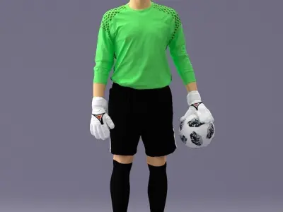 000318 Soccer Goalkeeper with Ball 1114 3D model