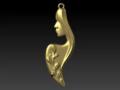 Elegance Lady Girl Woman Face Pendant Jewelry 3D print model