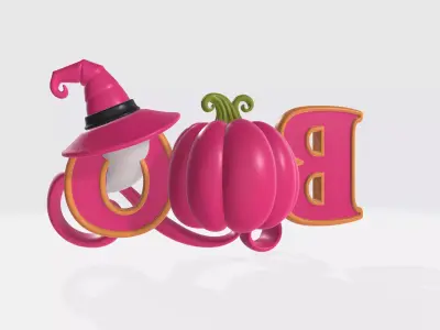 Halloween BOO Ghost Pumpkin Witch Hat Spooky Decor  3D print model