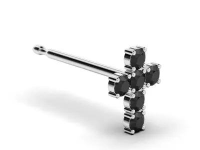 Earring cross round stone 2mm 3D print model