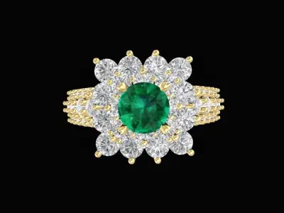 Luxury Flower Cluster Diamond Ring for Women 1472 3D print model