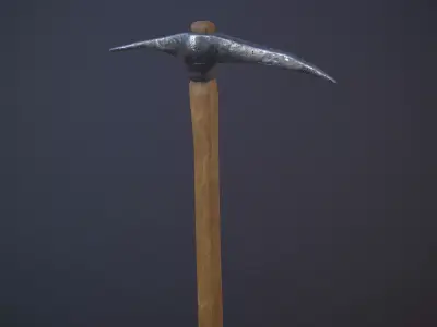 Pickaxe axe with wooden handle Free low-poly 3D model