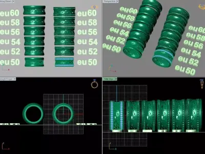 Luxury Braided Gold Wedding Ring Set His Hers EU 50-60 Free 3D print model