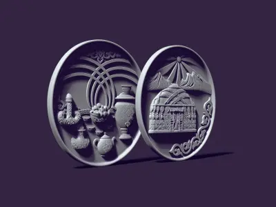 Kazakh yurt and dastarkhan panels 3D print model