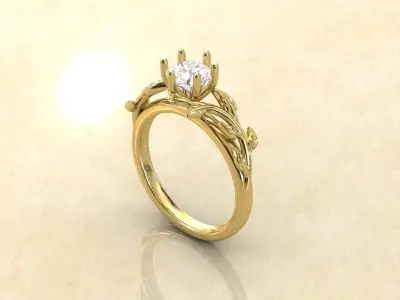 Leaf Vines Engagement Ring 3D print model