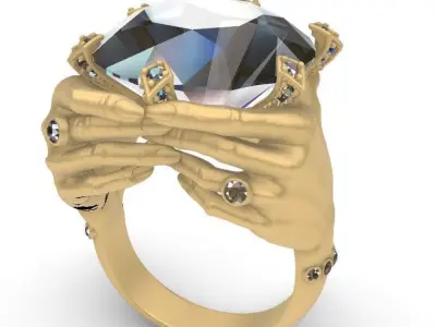 Hands around the gemstone 3D print model