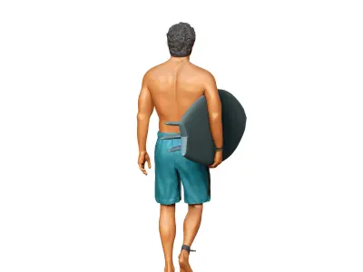 N3 SURFER WITH SURFBOARD IS SURFING 3D print model
