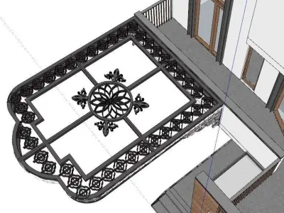 Iron Glass Roof Art Mounted Villa Facade 3D model 3D model 3D model