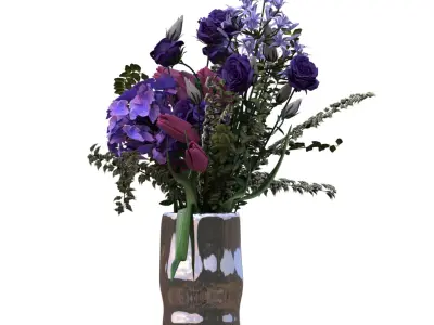 Purple Flower BOUQUET Low-poly 3D model