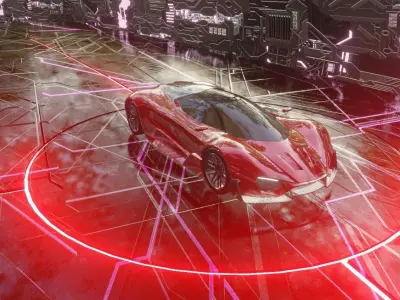 Sci Fi Car Scene Low-poly 3D model