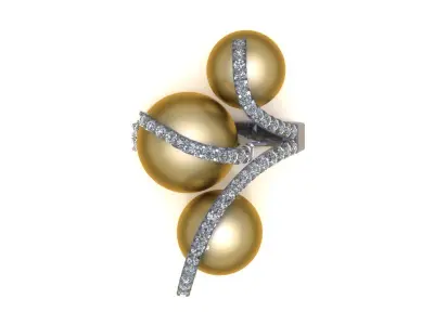 Three Pear Wedding Ring 400 3D print model