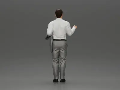 business man standing Holding a Suit 3D print model