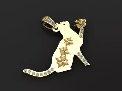 cat pendant jewelry 3D print model
