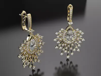 Earrings with many stones 3D print model